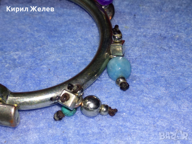 МЕДНА ПОСРЕБРЕНА ФЕШЪН АРТ ГРИВНА с ПОЛУСКЪПОЦЕННИ КАМЪНИ и ЦВЕТНО СТЪКЛО 44126, снимка 10 - Гривни - 44756031