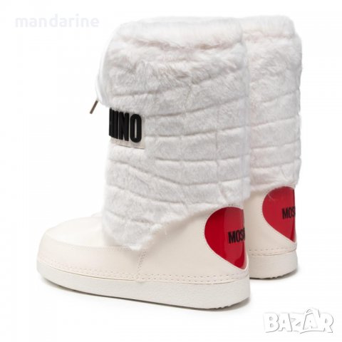 LOVE MOSCHINO № 39 & 40 🍊 Дамски кожени апрески с пух SNOWY WHITE нови с етикети, снимка 4 - Дамски апрески - 39521337