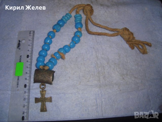 УНИКАЛНО РЯДКА СТАРИННА ХРИСТИЯНСКА БРОЕНИЦА ЦВЕТНО СТЪКЛО САЧАН БРОНЗ - РЪЧНО ОРНАМЕНТИРАНИ 27865, снимка 3 - Антикварни и старинни предмети - 37115989