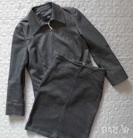 Дамски дънков костюм QS яке и HENNES пола 