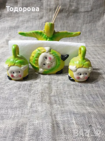 Порцеланови солнички и салфетник с весел детски мотив, снимка 3 - Аксесоари за кухня - 49457862