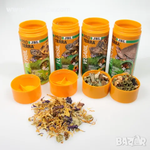 Комплект от 4 храни за сухоземни костeнурки - JBL Florsil, Fructil, Vegabil, Hebil - Модел: J7215000, снимка 6 - Терариуми и оборудване - 47281223