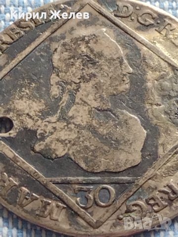 Сребърна монета 30 кройцера 1765г. Мария Терезия Прага Бохемия 26755, снимка 3 - Нумизматика и бонистика - 42887546