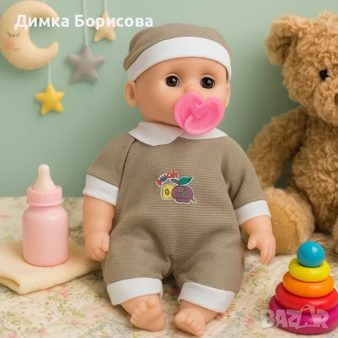 Кукла бебе с биберон – 25 см звук и забавление, снимка 7 - Кукли - 50958359
