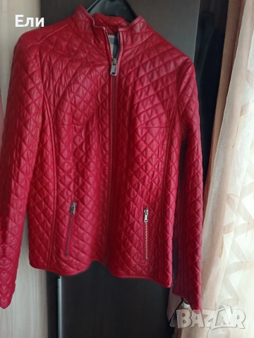 Червено кожено дамско яке естествена кожа 