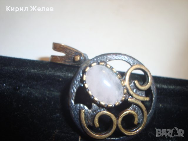 ВИНТИДЖ СТАР БРОНЗОВ КРАСИВ МЕДАЛЬОН с ЛУНЕН КАМЪК 15113, снимка 6 - Антикварни и старинни предмети - 30652672