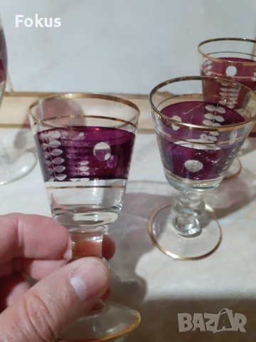 Лот чаши от червено стъкло, снимка 5 - Антикварни и старинни предмети - 44148877