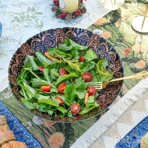2 стъклени купи Sungmor за салата и плодове, черно-златисти, Ø31,75 см, снимка 5 - Други стоки за дома - 56228540