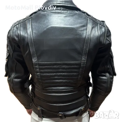 Кожено мото яке Мotomall Rock   Естествена кожа - телешки бокс  Цена - 498 лв.  ОТ S ДО 8XL , снимка 2 - Аксесоари и консумативи - 49136351