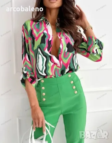 Дамска елегантна риза с щампи, 6цвята , снимка 13 - Ризи - 42381099
