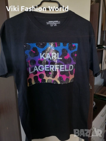 KARL Lagerfeld Дамска Тениска с Пайети Овърсайз, снимка 2 - Тениски - 53183466