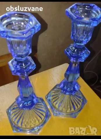 Сет уникални стъклени свещници