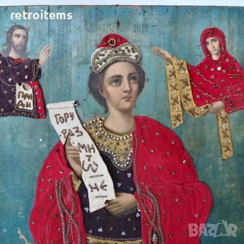 19 Век. Старинна, Голяма Руска Икона на Свети Пророк Данаил, снимка 2 - Антикварни и старинни предмети - 38720533