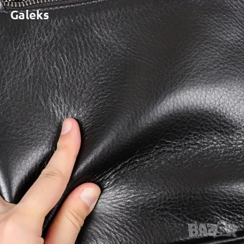 Премиум/Елегантна, просторна мъжка лятна чанта. Черна естест. кожа!, снимка 6 - Чанти - 50802307