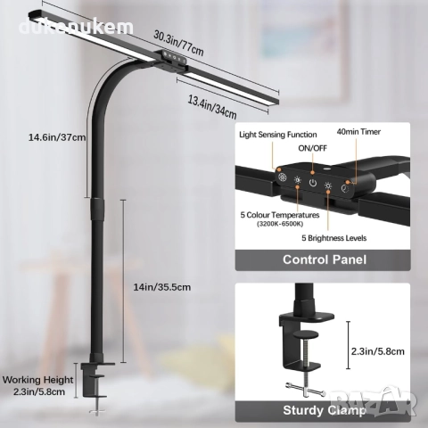 LED Двойна настолна лампа с щипка и гъвкаво рамо - транспортен дефект, снимка 5 - Лед осветление - 52611193