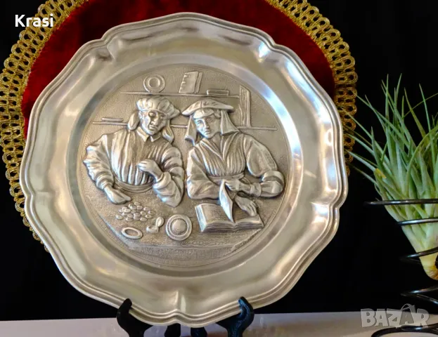 Калаена чиния,пано с авторска картина от Ренесанса. , снимка 2 - Антикварни и старинни предмети - 47496868