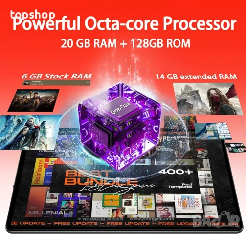 НОВ Таблет Skyegg K13 – Android 14 / 20GB RAM / 128GB Памет + КЛАВИАТУРА и МИШКА  , снимка 3 - Таблети - 53366812