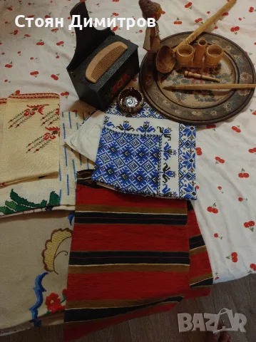 Стари-нови старинки, здрави,покривки,дървена рисувана чиния,лъжица,вретено,солница,кутия рисувана кр, снимка 3 - Колекции - 55717296