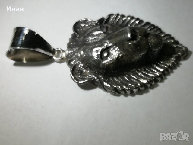 Сребърен медальон ЛЪВ , снимка 4 - Колиета, медальони, синджири - 48296604