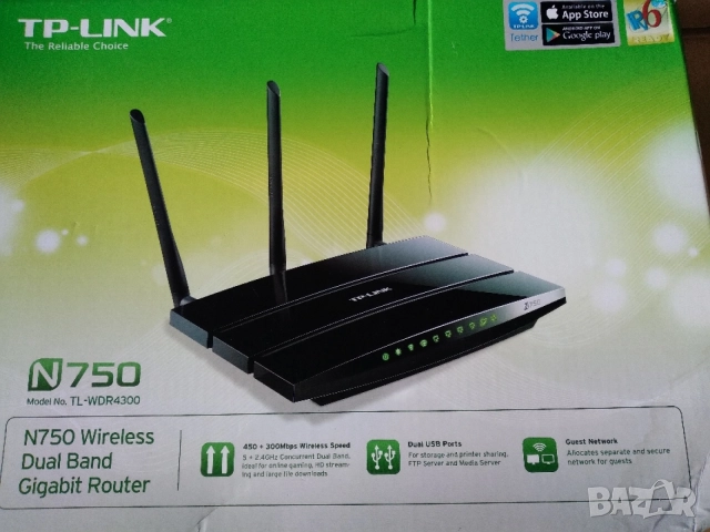 Рутер TP-LINK TL-WDR4300, снимка 3 - Рутери - 55829750