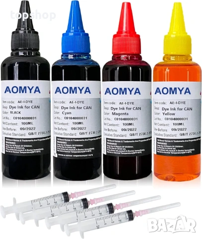 Чисто нови запечатани Комплект мастила Aomya за Canon 4х100ml за всички модели PIXMA и MG  