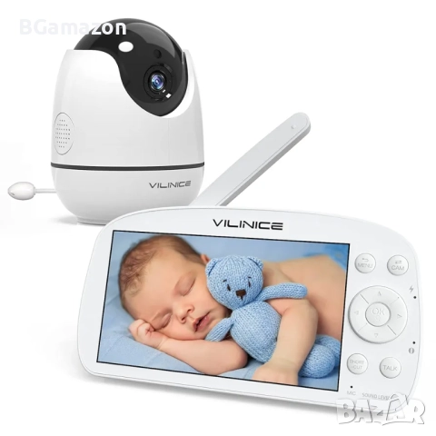 Нов бебефон Vili Nice с 720P HD голям 5.5" дисплей, автоматично нощно виждане, двупосочен разговор.., снимка 1