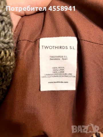 топло кафяво палто от 100% вълна, снимка 2 - Палта, манта - 52845072