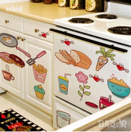 Кухненски стикер за кухня мебели зеленчуци храна самозалепващ за стена хладилник и др, снимка 2 - Други - 42251360