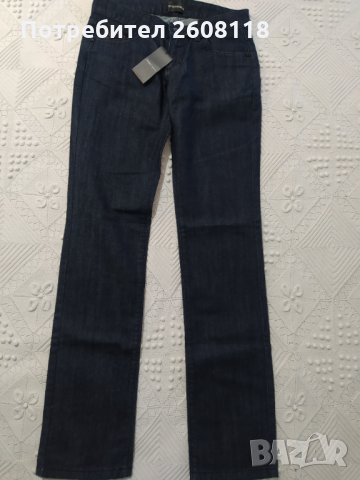 Дамски дънки Emporio Armani НОВИ – кожени детайли, дълги – размер 28, снимка 8 - Дънки - 34462821