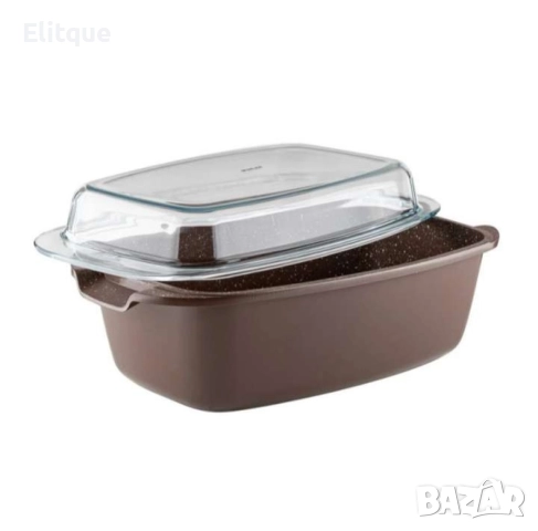Съд за печене с капак 32x8cm, 4.8L, шоколад,  лят алуминий, снимка 6 - Други - 52852630
