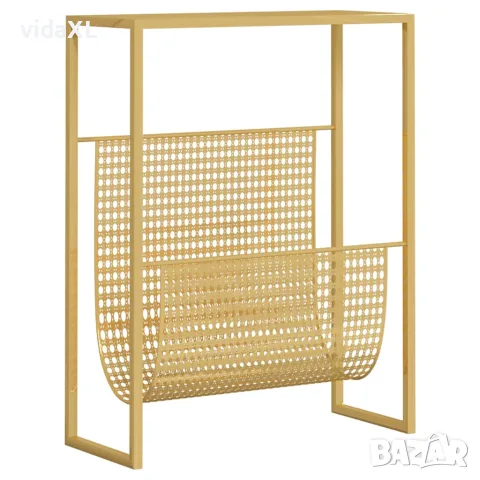 vidaXL Поставка за списания, златиста, 35x15x45 см, стомана