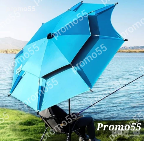 Плажен Чадър 220см. УВ, Чупещо Рамо, Двоен Покрив Стабилност при Вятър, снимка 10 - Градински мебели, декорация  - 50949069