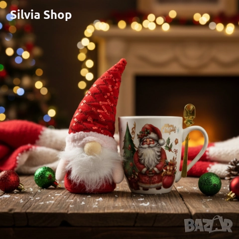 Коледен подарен комплект с чаша, лъжичка и мека играчка – моментална празнична атмосфера у дома, снимка 4 - Декорация за дома - 52714468