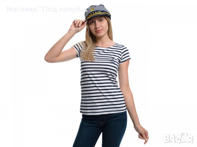 Нов дамски моряшки сет: тениска и капитанска шапка, снимка 6 - Тениски - 29975158