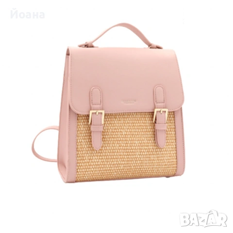 Кокетна дамска раничка, със сламени детайли