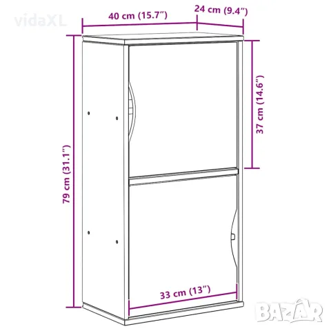vidaXL Страничен шкаф ODDA 40x24x79 cm масивна дървесина бор, снимка 10 - Бюфети - 56147525