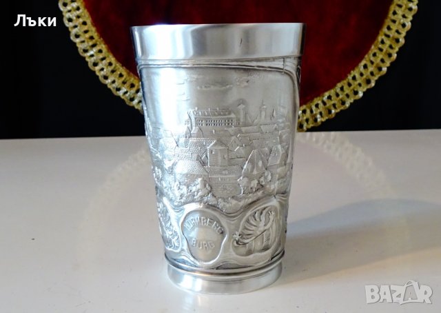  Чаша от калай за вино,картини от Нюрнберг. , снимка 5 - Антикварни и старинни предмети - 39968028