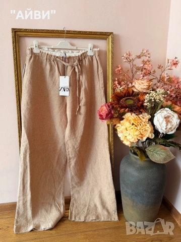 ZARA Дамски панталон от лен и тениска, снимка 11 - Панталони - 54003868
