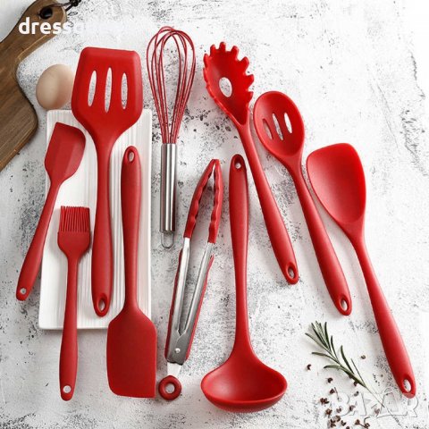 1748 прибори за готвене и сервиране от силикон, 10 бр.