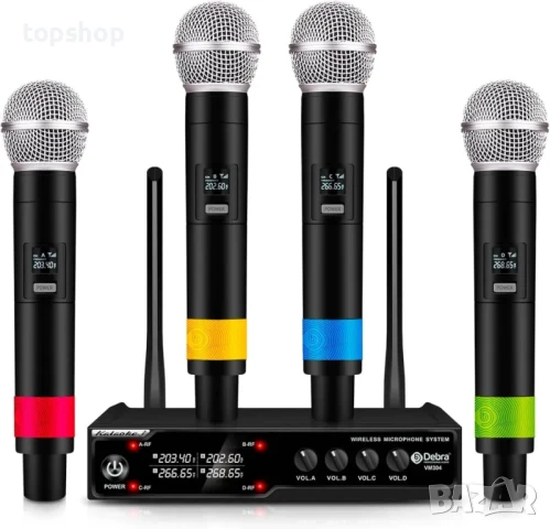 НОВА безжична микрофонна система с 4 / четири микрофона Debra Audio VM304 VHF, XLR интерфейс