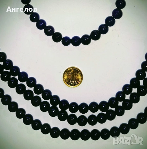Троен дълъг 1 м. гердан от натурален син сапфир и гривна, снимка 3 - Колиета, медальони, синджири - 52985090