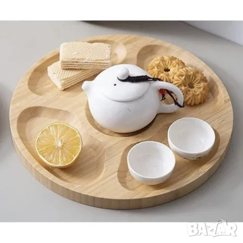 Въртяща се бамбукова дъска за сирена и мезета , снимка 2 - Други стоки за дома - 48042145