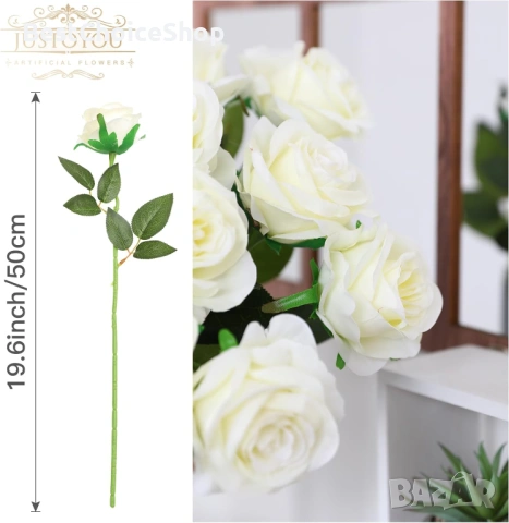 10 бр. изкуствени копринени рози букети за сватби, партита, домашна декорация - есенен лилав, снимка 6 - Стайни растения - 53171597