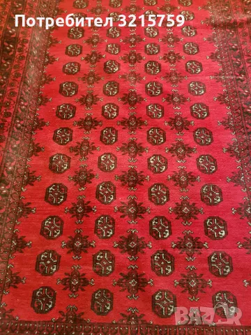 19С Рядък антикварен голям вълнен килим Бухара, 280х200см., снимка 4 - Антикварни и старинни предмети - 47812584