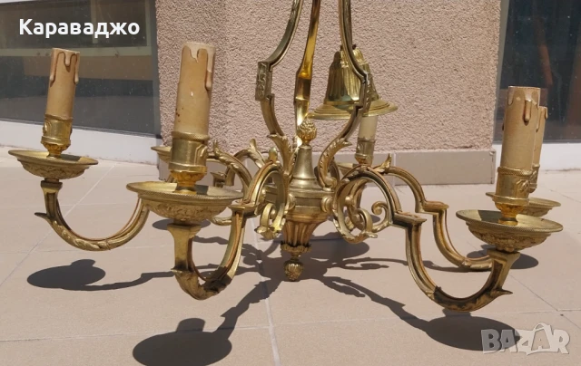 Френски Бронзов Полилей 6ца, снимка 3 - Полилеи - 50931819