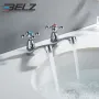 BELZ Винтидж хромиран смесител за баня, кранове за топла и студена вода, снимка 3