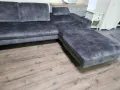 Голям сив П образен ъглов диван от плат с ел. лежанка "LS701521", снимка 8