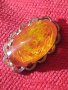 СТАРА ПОЗЛАТЕНА РЕТРО БРОШКА ТОПЕН КЕХЛИБАР / КАТАЛИН ЕСТЕСТВЕНА СМОЛА МАЙСТОРСКО ВИНТИДЖ БИЖУ 71381, снимка 5