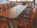 Оригинален луксозен комплект 12 Chesterfield стола с маса от махагон, снимка 5