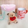 1374 Комплект керамична чаша с плюшено мече в кутия сърце, снимка 6